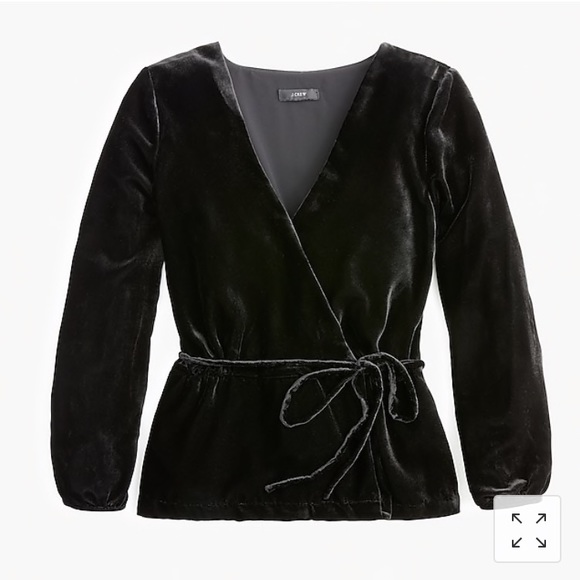 NWT J Crew velvet drape top with tie size 0 - Picture 2 of 4